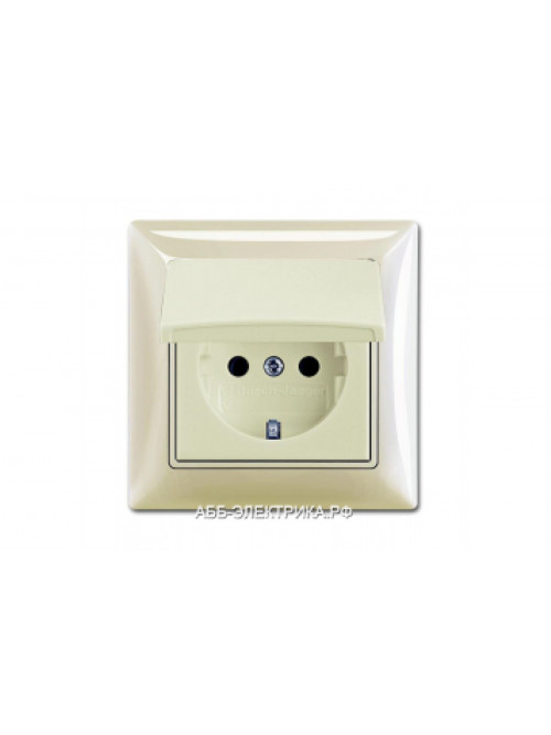 Розетка с/з с крышкой IP44, цвет Бежевый, ABB Basic 55