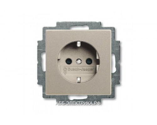 Розетка с/з с защитными шторками (безвинтовой зажим), цвет Шампань, ABB Basic 55