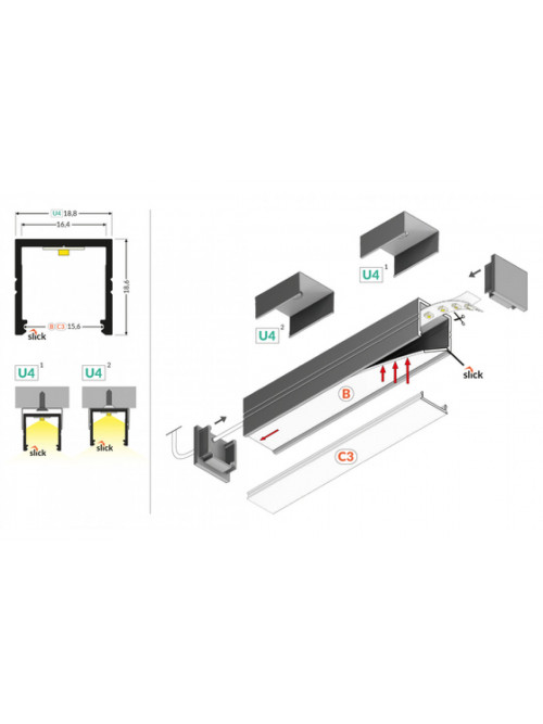 профиль LED SMART16 BC3/U4 4050 белый крашеный/ в упаковке