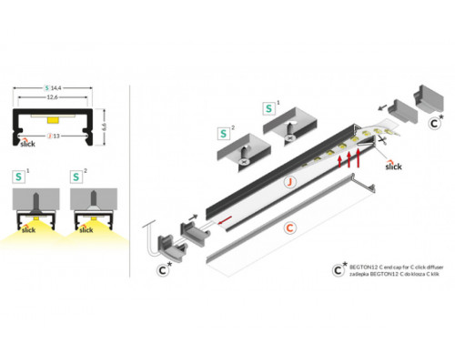профиль LED BEGTON12 J/S 4050 анодированный