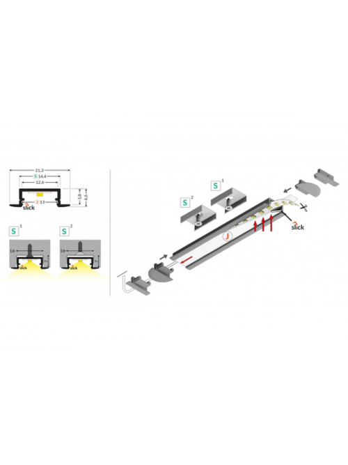 профиль LED BEGTIN12 J/S 3000 чёрный анодированный в упаковке