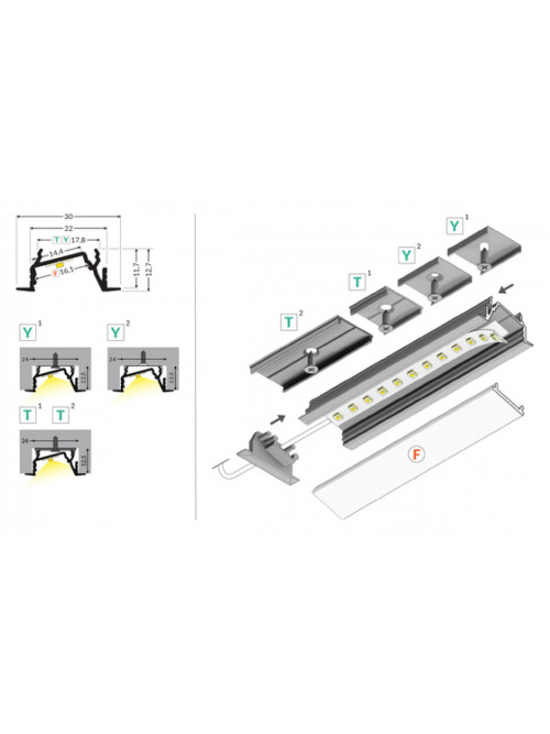 профиль LED DIAGONAL14 F/TY 1000 белый крашеный/ в упаковке