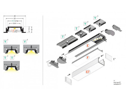 профиль LED GROOVE14 EE7F/TY 3000 чёрный анодированный в упаковке