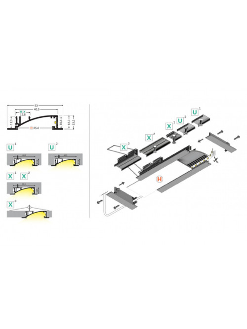 profil LED FLAT8 H/UX 2000 biały mal. /op