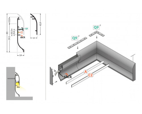 profil LED SKIRT10 AC2/Q9 2000 biały mal. /op