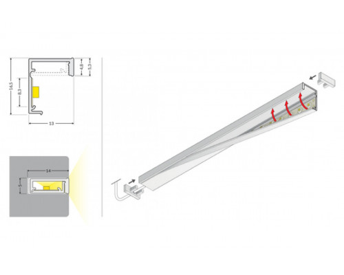 профиль LED SLASH8 1000 mleczny