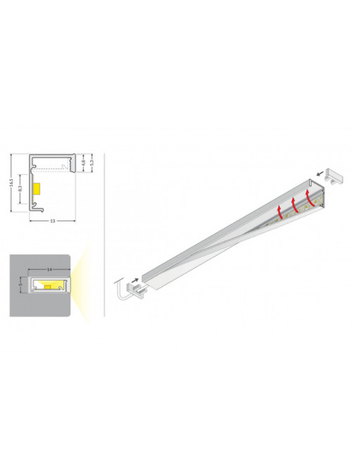 профиль LED SLASH8 1000 mleczny