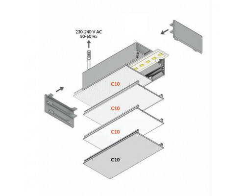 Profil LED aparent LOWI C10, negru, lungime 2m