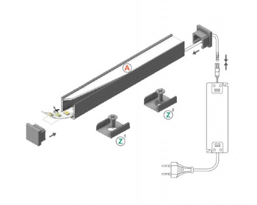 Profil LED aparent SMART 10, negru, lungime 2m