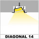 Profil LED încastrat DIAGONAL 14, aluminiu neanodizat, lungime 2m