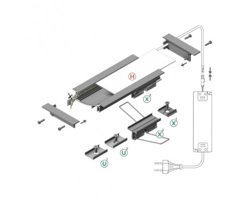 Profil LED încastrat FLAT 8, alb, lungime 2m