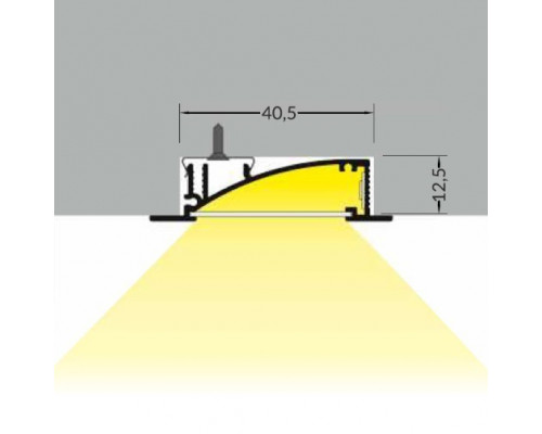 Profil LED încastrat FLAT 8, negru, lungime 2m