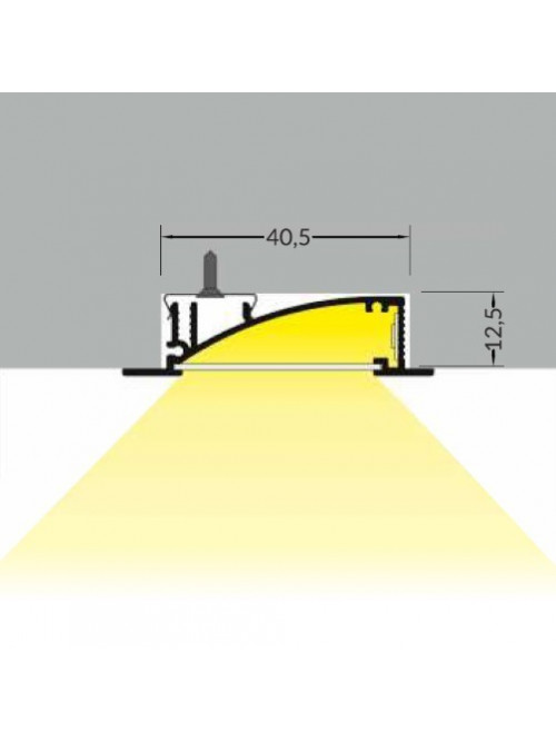 Profil LED încastrat FLAT 8, negru, lungime 2m