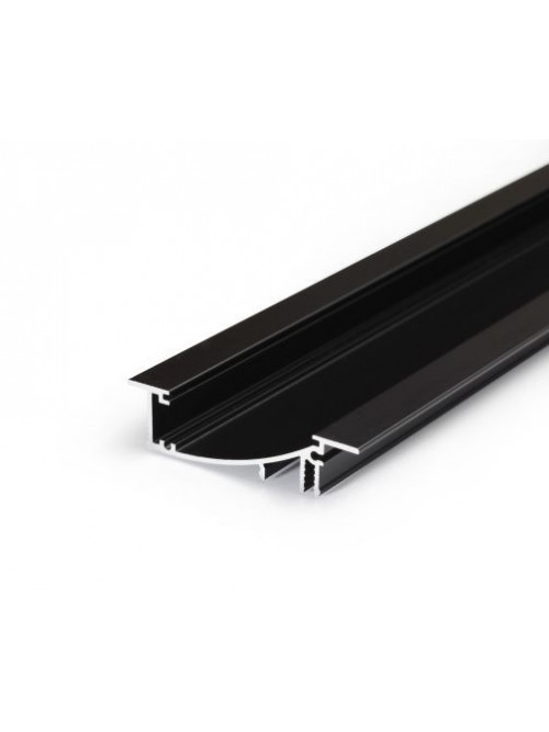 Profil LED încastrat FLAT 8, negru, lungime 2m