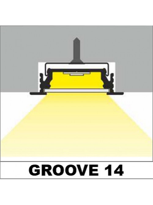 Profil LED încastrat GROOVE14, alb, lungime 2m