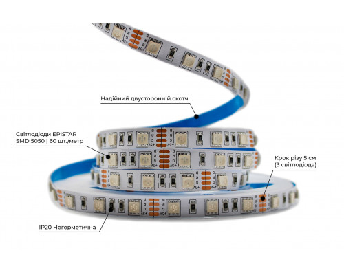Светодиодная LED лента PROLUM™ 5V; 5050\60; IP20; Series "S", RGB
