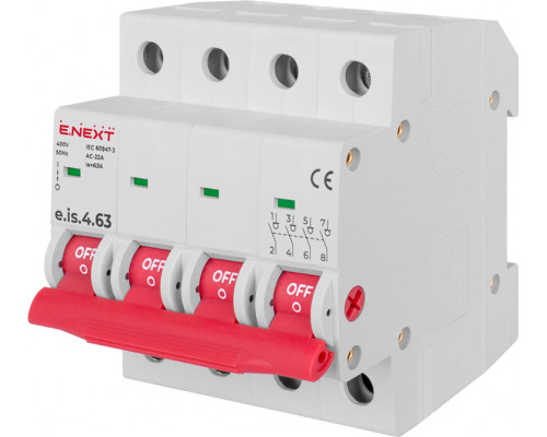 Выключатель нагрухзки на DIN-рейку e.is.4.63, 4р, 63А