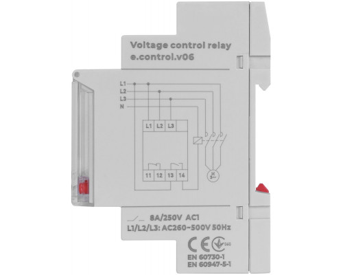 Реле контроля напряжения e.control.v06, трехфазное цифровое