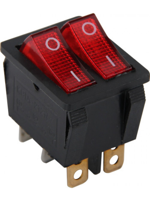 Переключатель клавишный e.switch.key.02, 6 pin, двойной, с индикацией