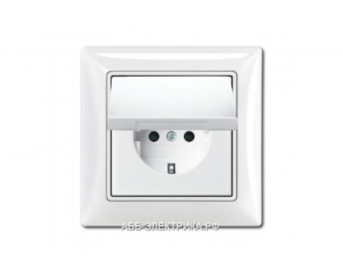 Розетка с/з с крышкой IP44, цвет Белый, ABB Basic 55