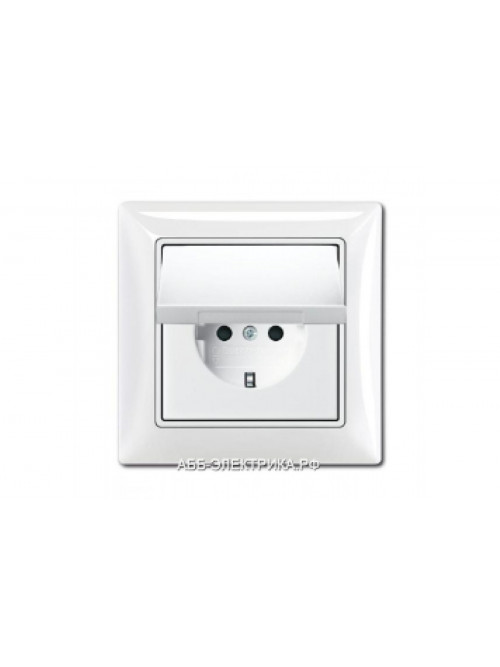 Розетка с/з с крышкой IP44, цвет Белый, ABB Basic 55