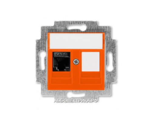 Розетка информационная ABB Levit RJ45 категория 6 и заглушка оранжевый