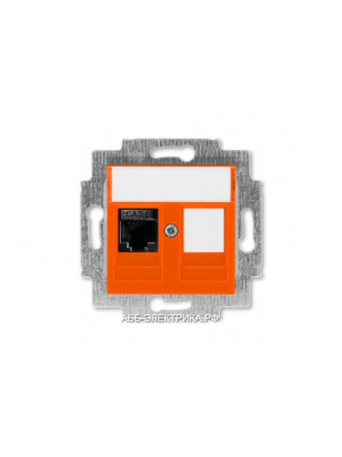 Розетка информационная ABB Levit RJ45 категория 6 и заглушка оранжевый