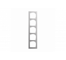 Cover frame 5gang aluminium silver - Busch-art linear