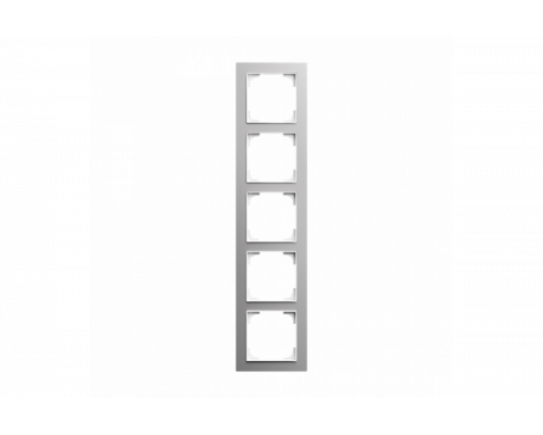 Cover frame 5gang aluminium silver - Busch-art linear