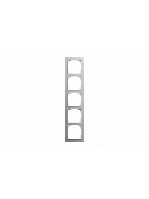 Cover frame 5gang aluminium silver - Busch-art linear