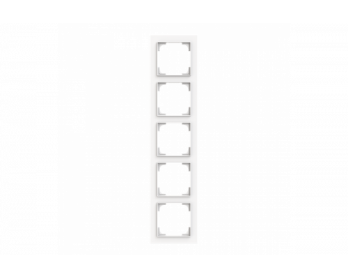 Cover frame 5gang studio white matt - Busch-art linear