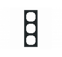 Cover frame with decor ring 3gang black matt / chrome - Busch-art linear