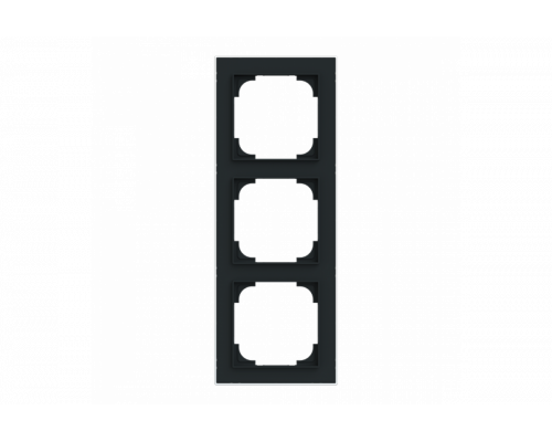 Cover frame with decor ring 3gang black matt / chrome - Busch-art linear