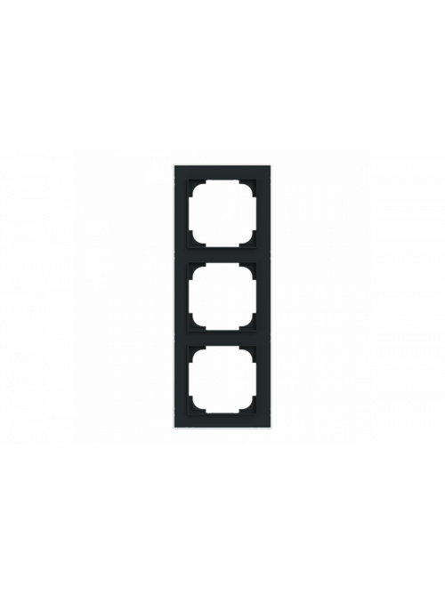 Cover frame with decor ring 3gang black matt / chrome - Busch-art linear