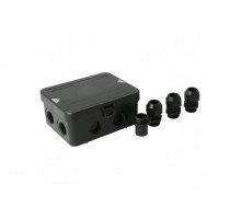 Junction box AK2-IP65, black, with 3 cable glands M20