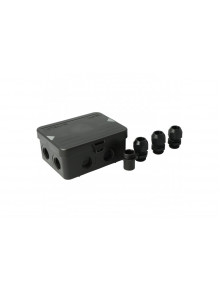 Junction box AK2-IP65, black, with 3 cable glands M20