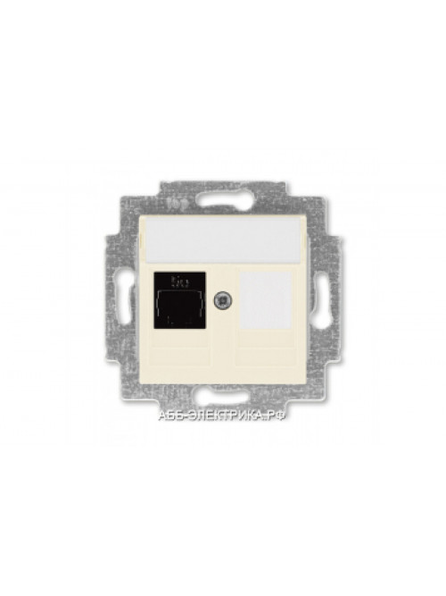 Розетка информационная ABB Levit RJ45 категория 5e и заглушка слоновая кость