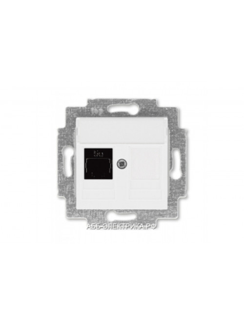 Розетка информационная ABB Levit RJ45 категория 5e и заглушка белый