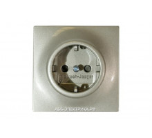 Розетка с/з с защитными шторками (безвинтовой зажим), цвет Шампань, ABB Impuls