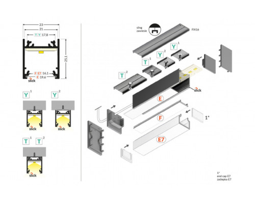 профиль LED LINEA20 EE7F/TY 1000 чёрный анодированный в упаковке