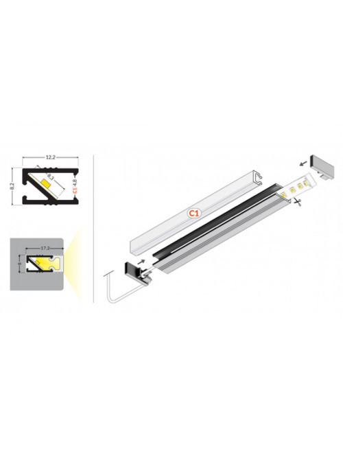 профиль LED HI8 C1 3000 анодированный