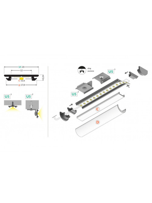 профиль LED ARC12 CD/U5 4050 чёрный mal. /op