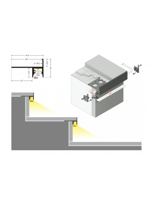 profil LED UP-TILE10 A 2000 anod.