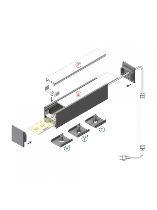 Profil LED aparent LINEA 20, alb, lungime 2m