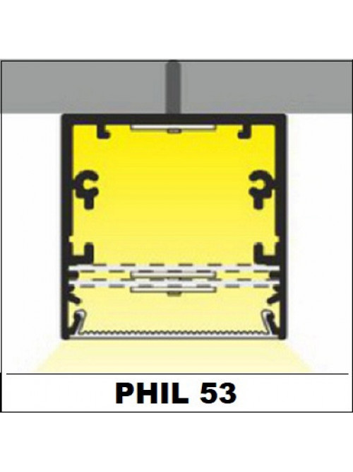 Profil LED aparent PHIL53 C10, aluminiu neanodizat, lungime 2m