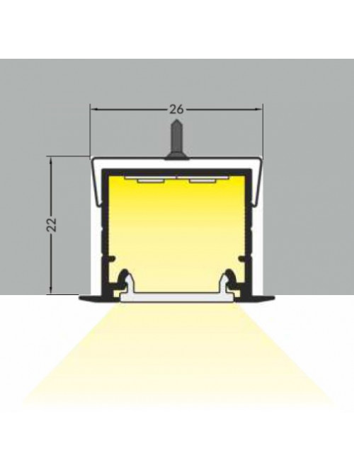 Profil LED încastrat LINEA IN 20, aluminiu anodizat, lungime 2m