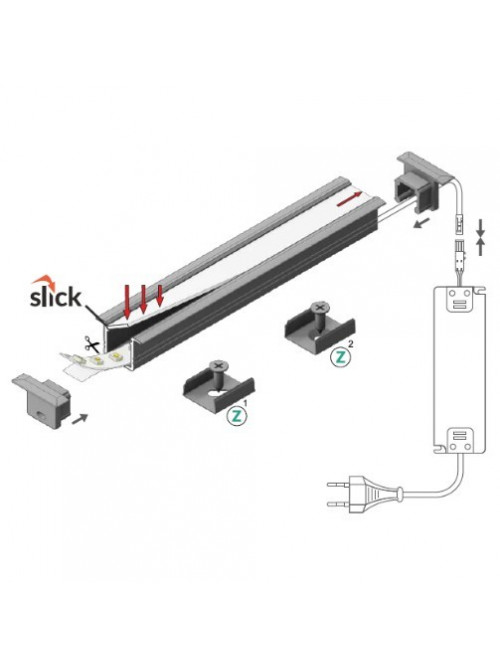 Profil LED încastrat SMART IN 10, aluminiu neanodizat, lungime 2m