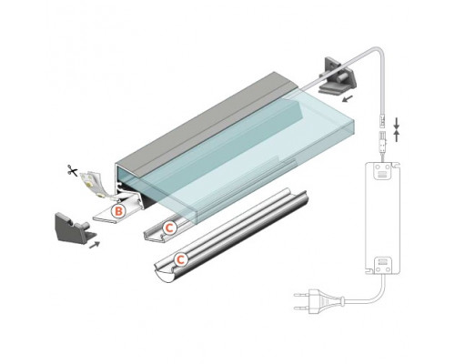 Profil LED pentru sticlă EDGE 10, aluminiu anodizat, lungime 2m