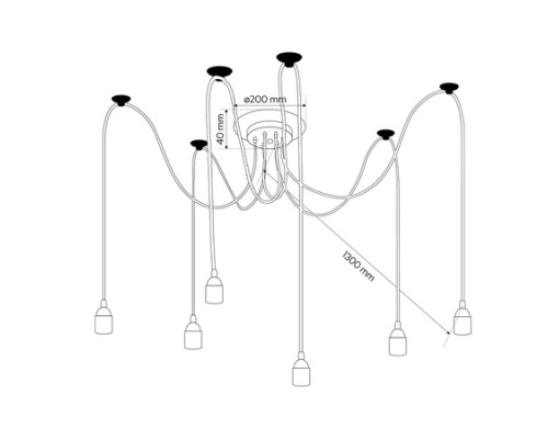 PAIANJEN ПОДВЕСНАЯ ЛЮСТРА 6XE27 40X200X1300мм ЧЕРНАЯ без лампочек