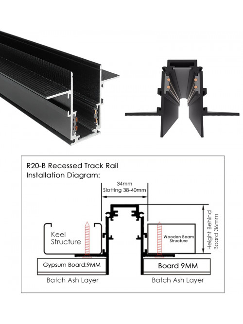 Track sina magnetica incastrata 3M 48VDC 26mm neagra